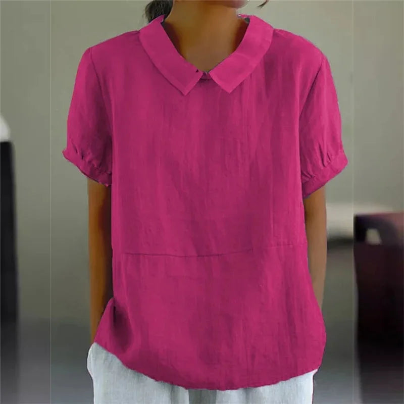 Sophie | Blouse confortable en coton et lin avec col claudine