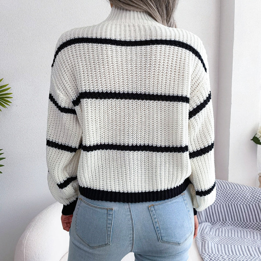 Pull Rayé Col Rond Coupe Décontractée