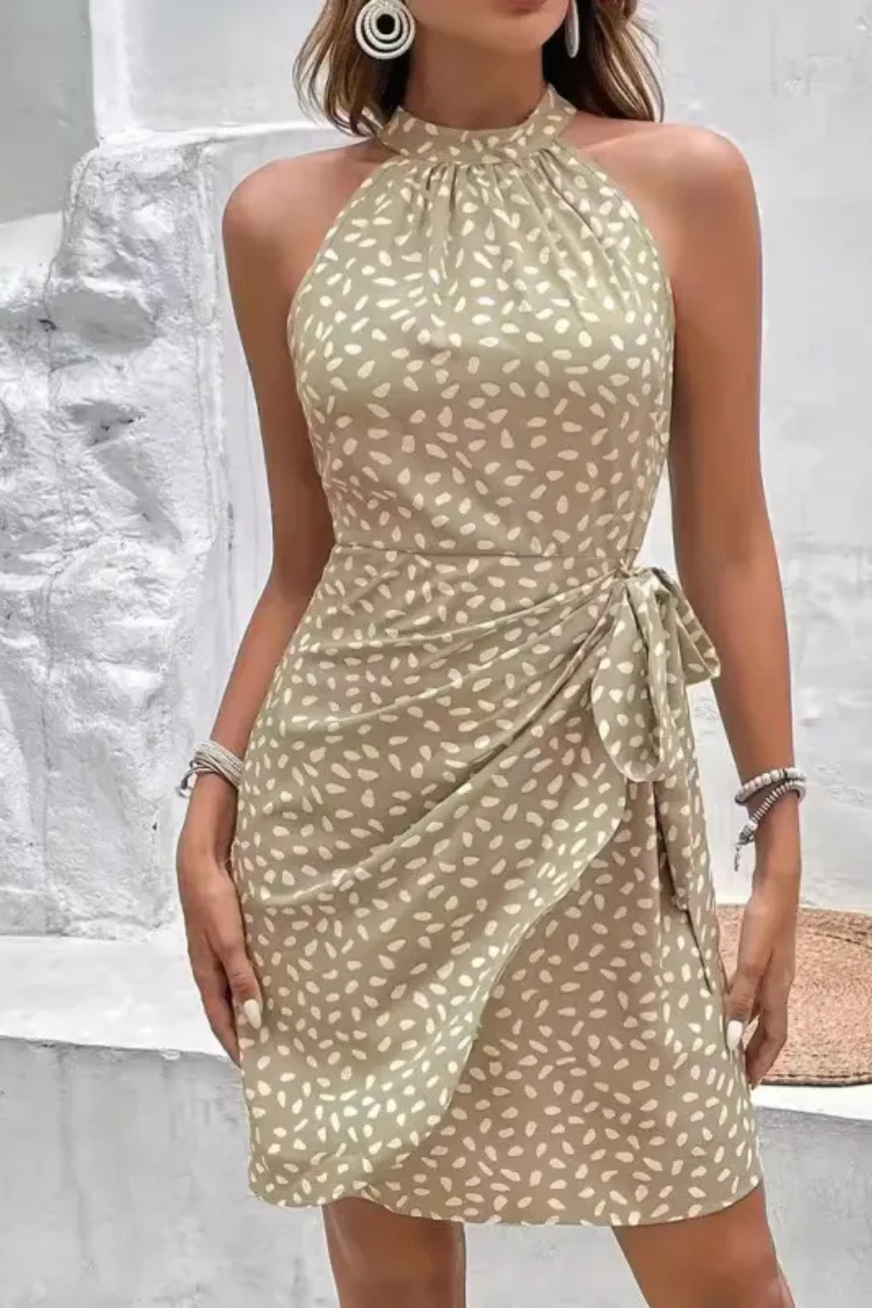 Serelina | Robe imprimée dos nu à pois d'été