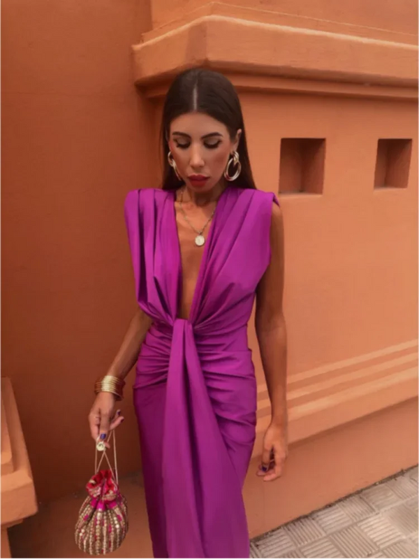 Robe Plissée Élégante - Silhouette Sophistiquée Femme