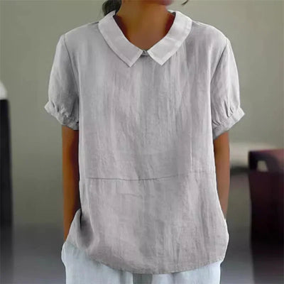 Sophie | Blouse confortable en coton et lin avec col claudine