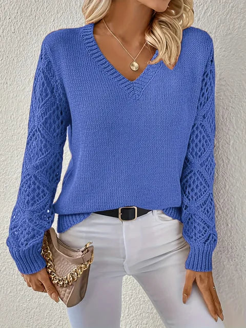 Pull Col V Élégant Coupe Ajustée