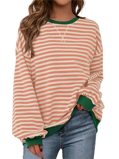 Sweat à col rond - Design à rayures colorées et coupe décontractée