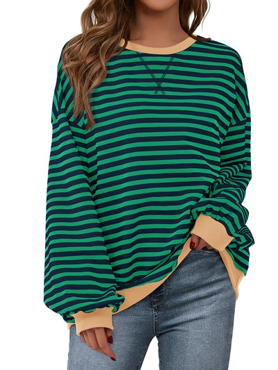 Sweat à col rond - Design à rayures colorées et coupe décontractée