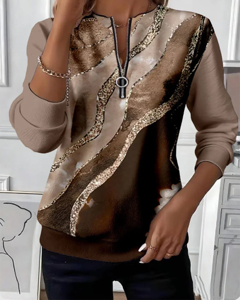 Sweat Zippé Col Montant Coupe Régulière