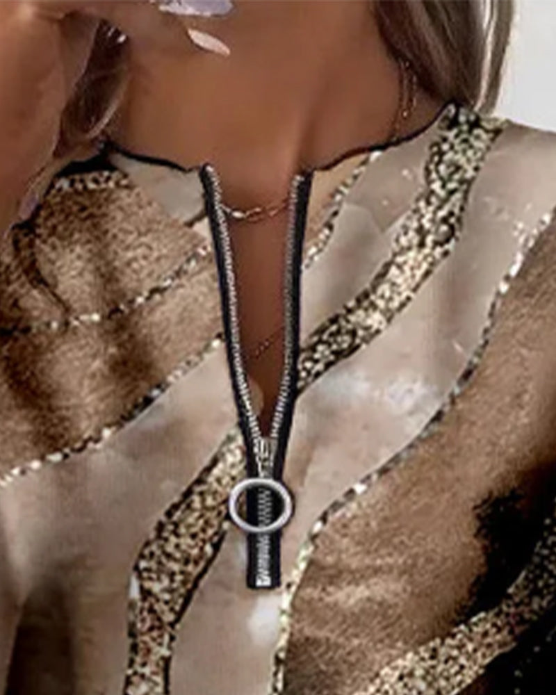 Sweat Zippé Col Montant Coupe Régulière