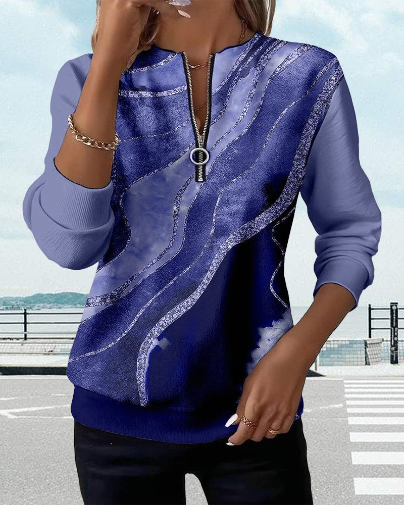 Sweat Zippé Col Montant Coupe Régulière