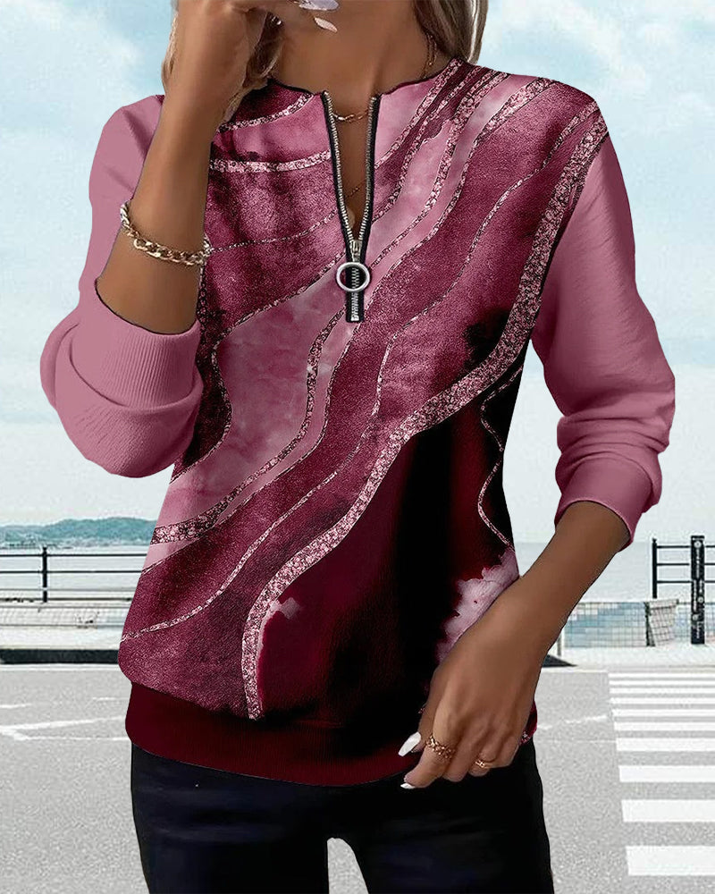 Sweat Zippé Col Montant Coupe Régulière