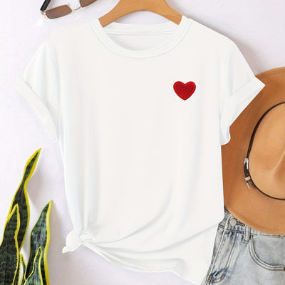 T-shirt - Imprimé en forme de cœur et col rond pour plus de confort