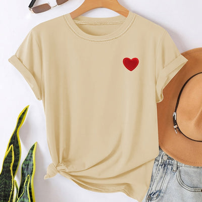 T-shirt - Imprimé en forme de cœur et col rond pour plus de confort