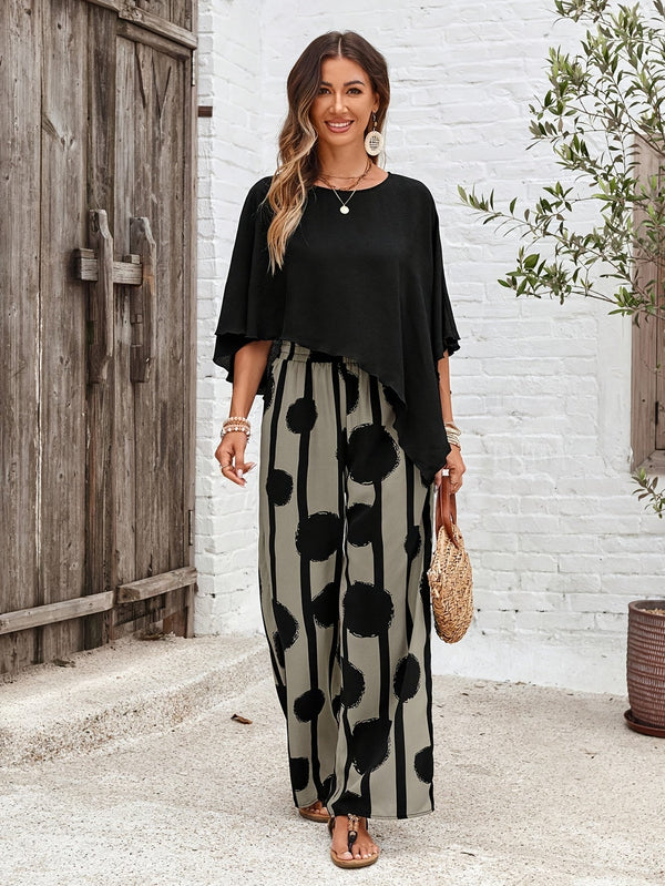 Ensemble deux pièces - Chemise zoom asymétrique et pantalon rayé