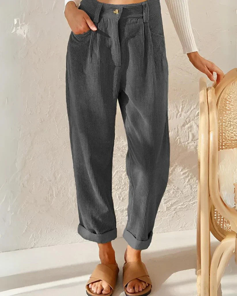 Pantalon droit taille haute pour femme