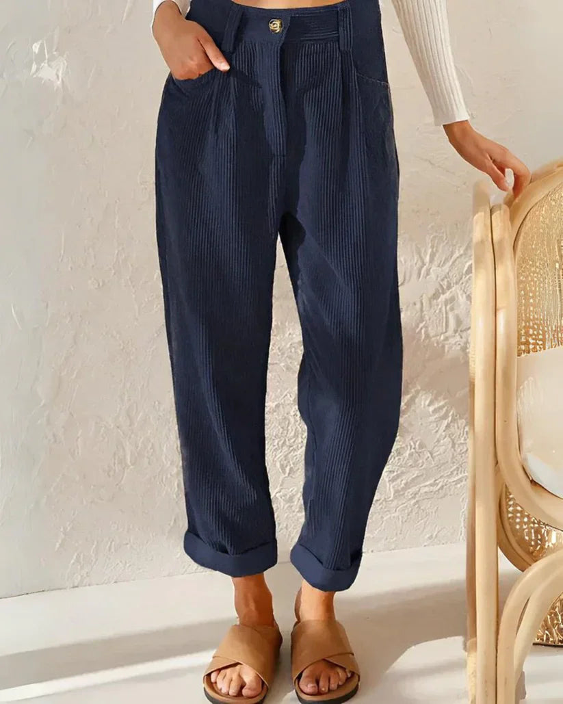 Pantalon droit taille haute pour femme