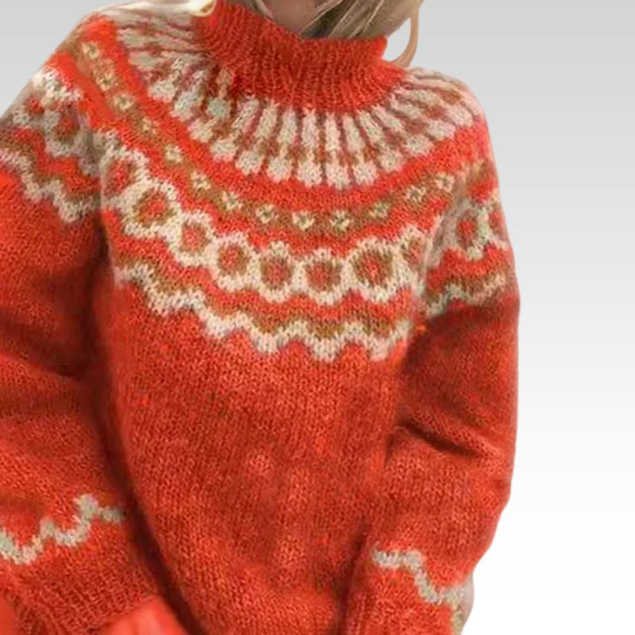 Pull Col Montant Motif Jacquard