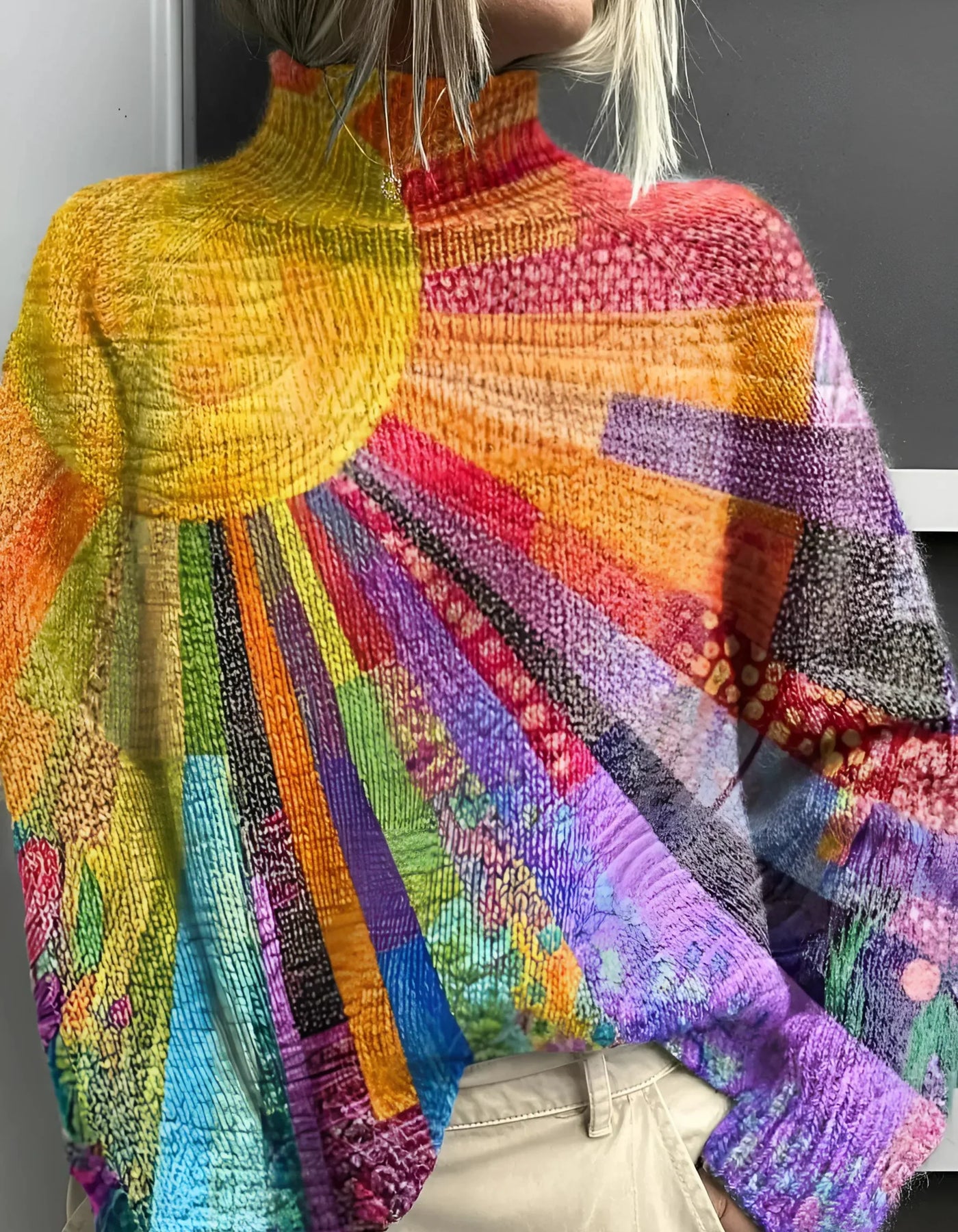 Ada - Pull à col Roulé aux Couleurs Gaies