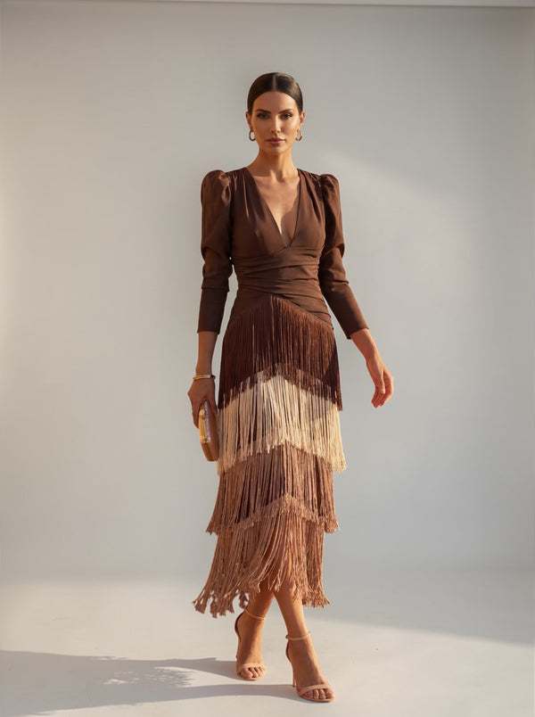 Sofia - Robe Élégante à Franges