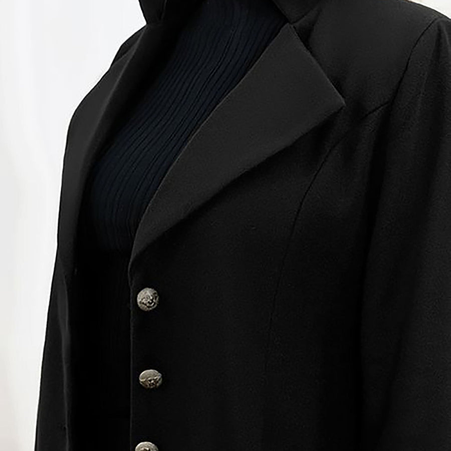 Manteau Long Cintré à Col Cranté