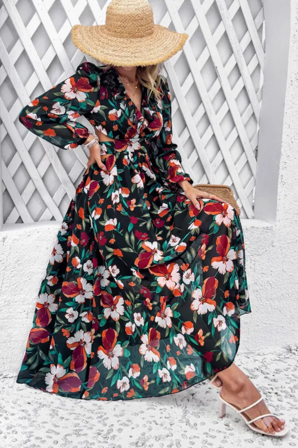 Valena | Robe à manches longues imprimée de fleurs