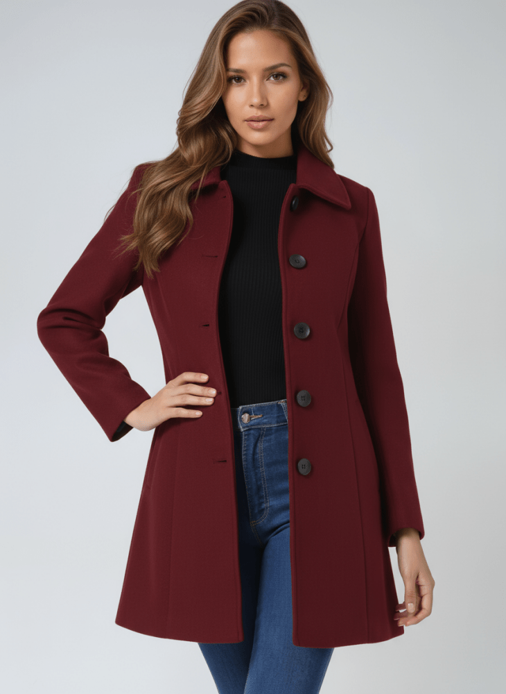 Manteau Mi-Long Cintré à Boutons