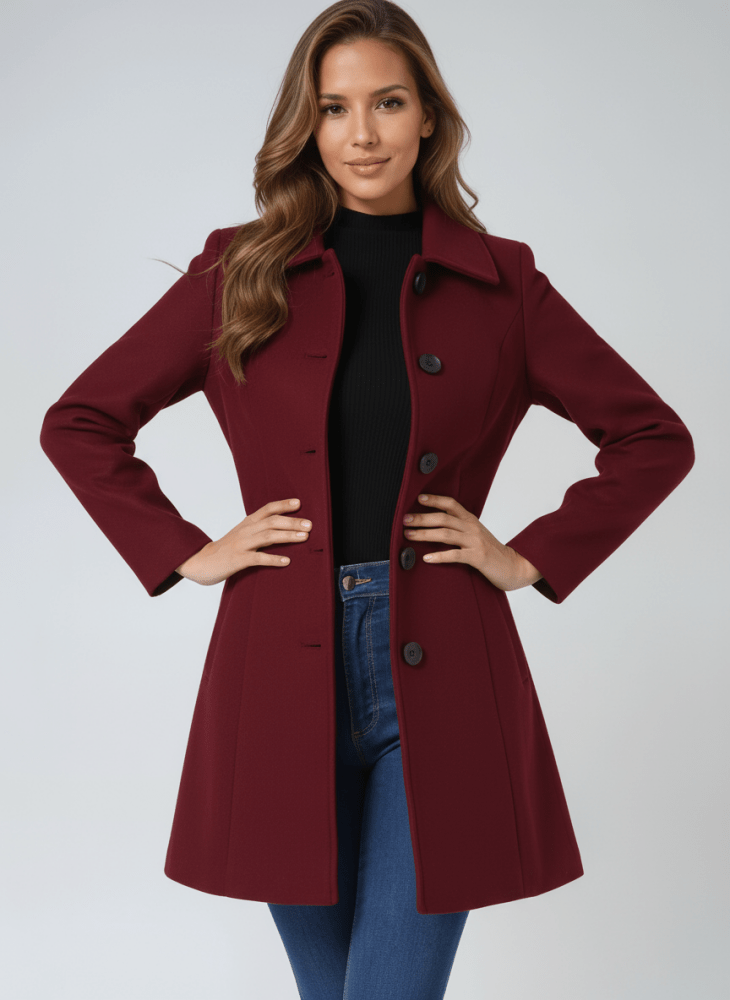 Manteau Mi-Long Cintré à Boutons