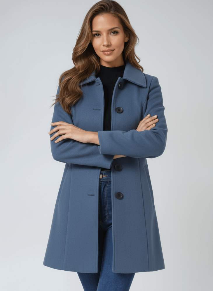 Manteau Mi-Long Cintré à Boutons