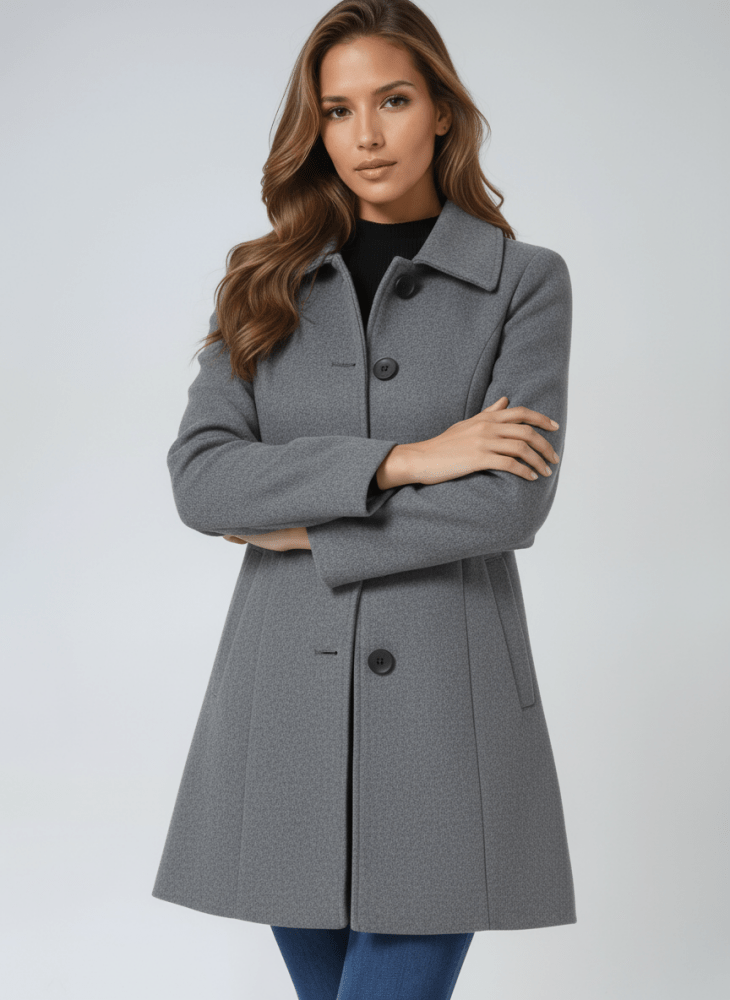 Manteau Mi-Long Cintré à Boutons