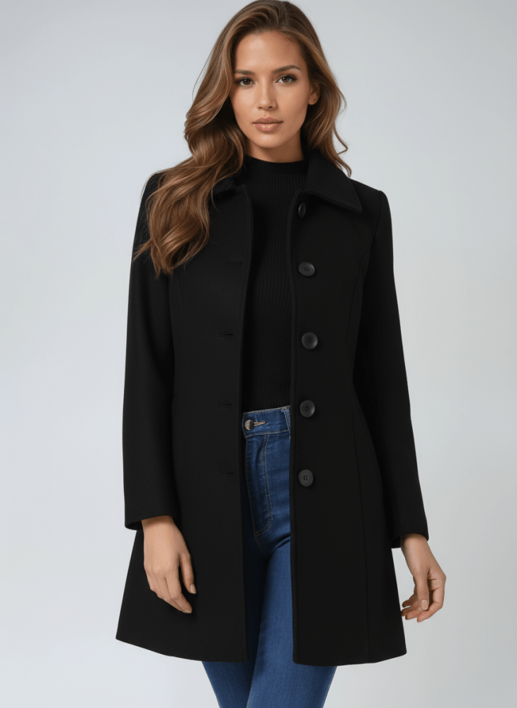 Manteau Mi-Long Cintré à Boutons