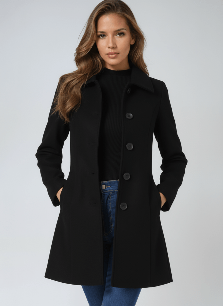 Manteau Mi-Long Cintré à Boutons