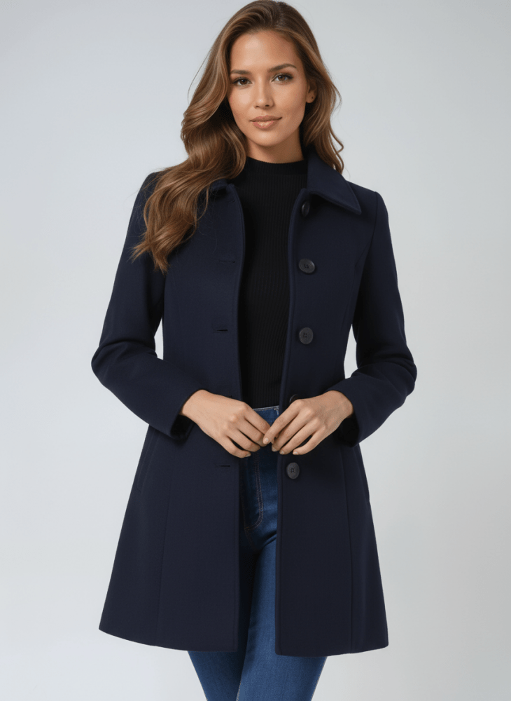 Manteau Mi-Long Cintré à Boutons
