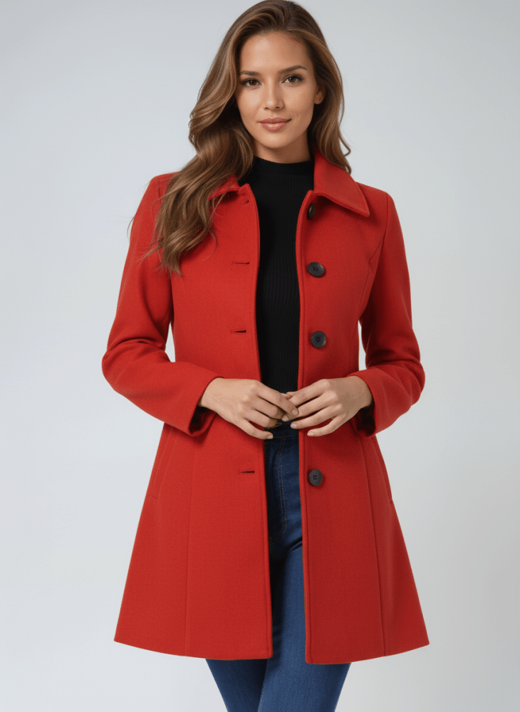 Manteau Mi-Long Cintré à Boutons