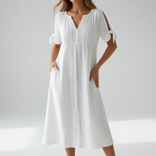 Vestido Midi Bohemio Bordado — Elegancia Veraniega Atemporal