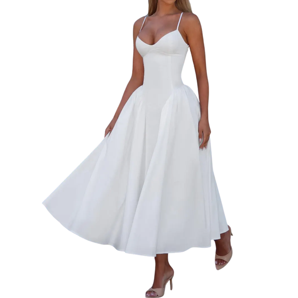 Robe Longue Sans Manches à Taille Cintrée - Maxi Robe Élégante