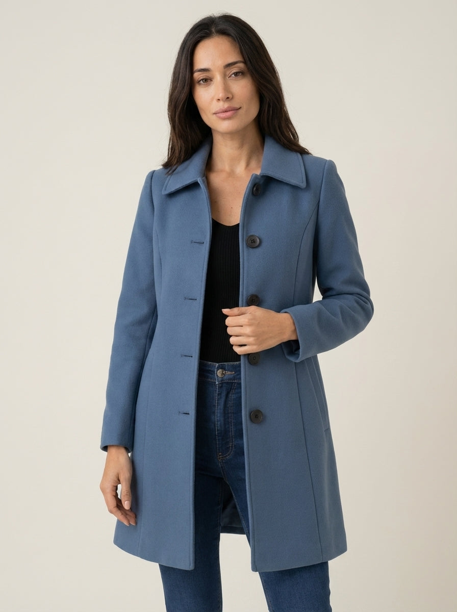 Manteau Mi-Long Cintré à Boutonnage Simple
