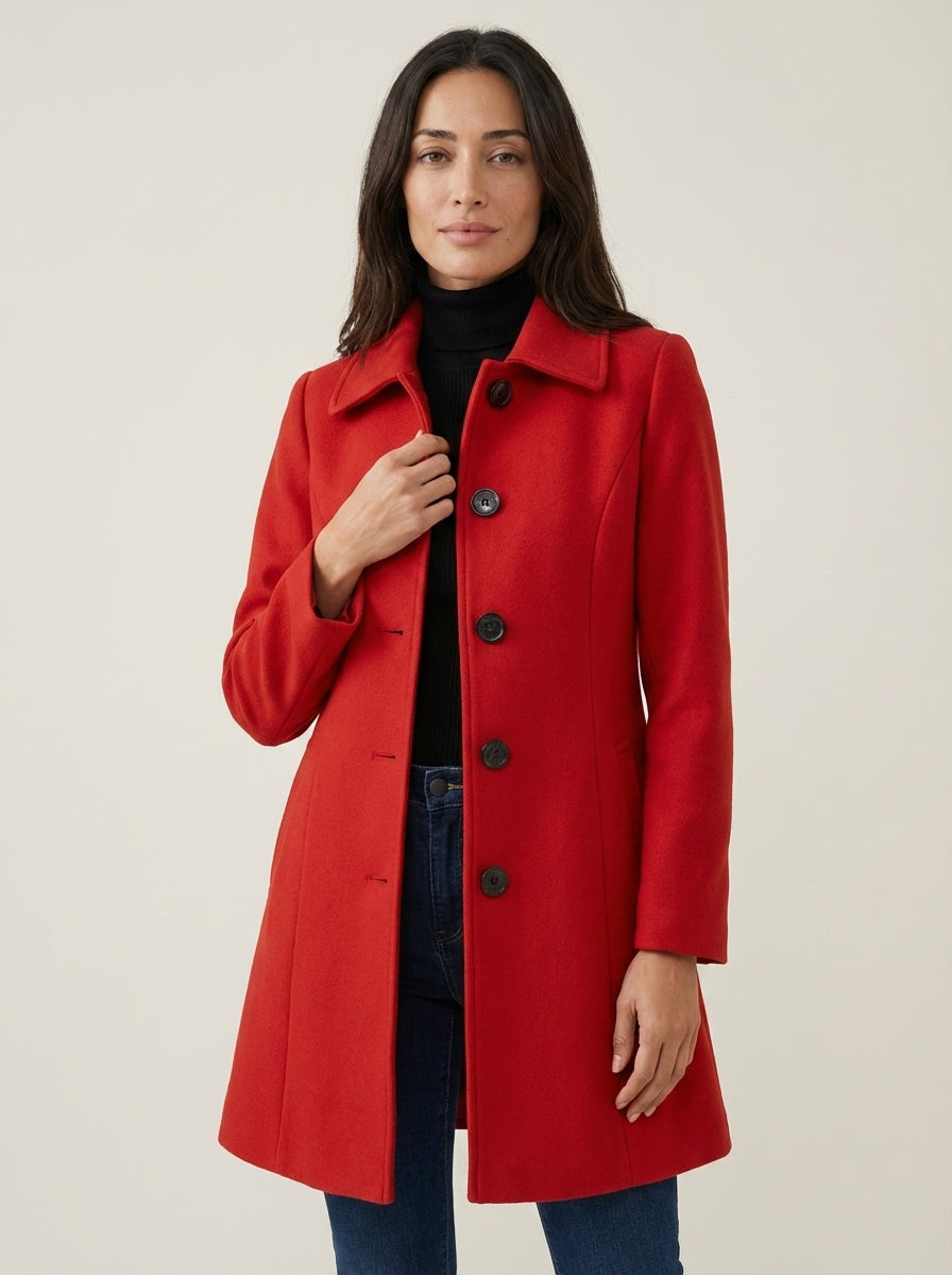 Manteau Mi-Long Cintré à Boutonnage Simple
