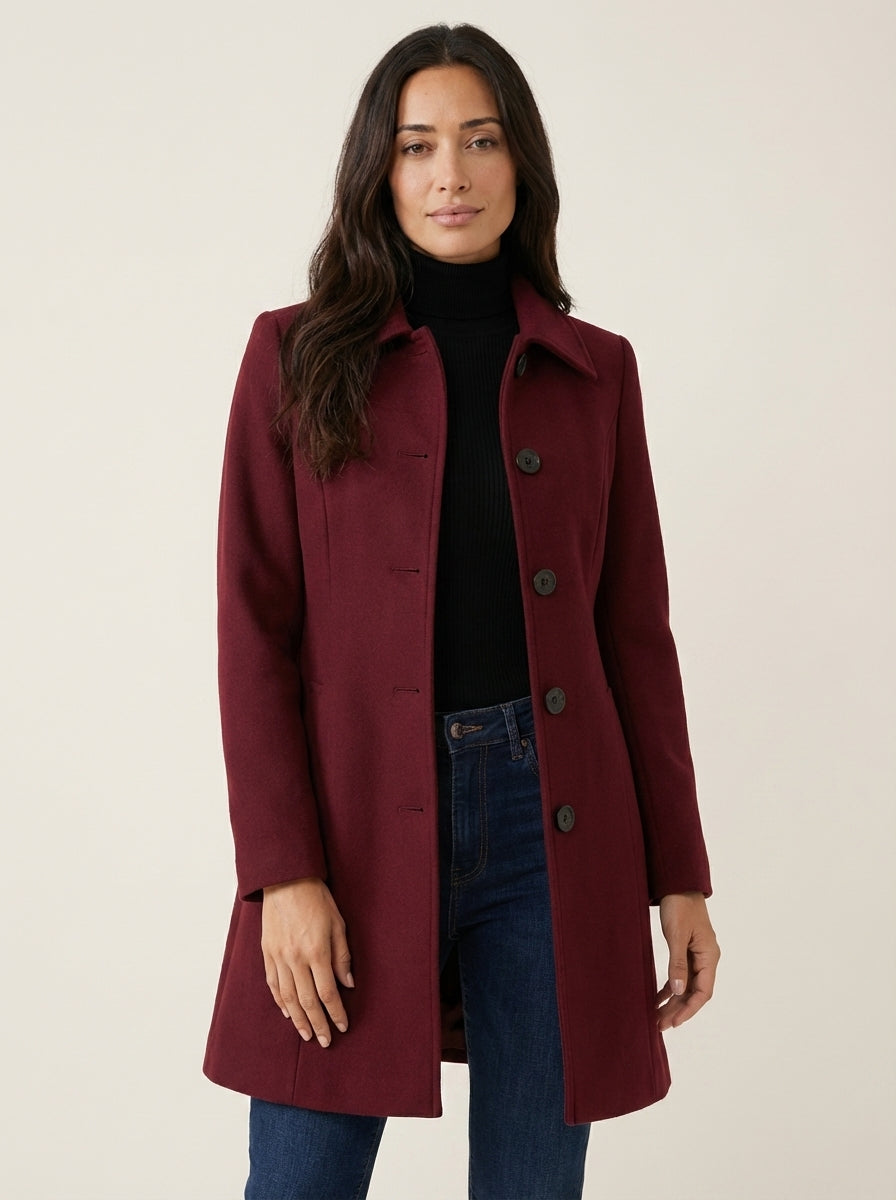 Manteau Mi-Long Cintré à Boutonnage Simple