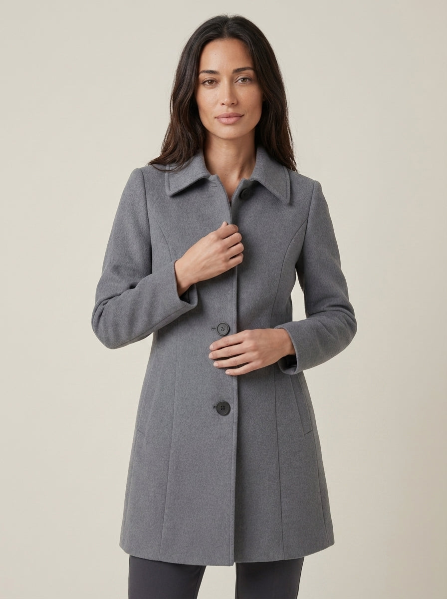 Manteau Mi-Long Cintré à Boutonnage Simple