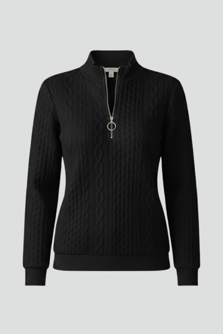 Pull Col Montant Zippé à Torsades