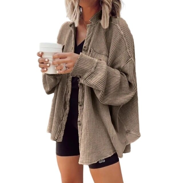 Ariana | Fashionable Rib Velvet Button Coat