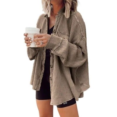Ariana | Fashionable Rib Velvet Button Coat