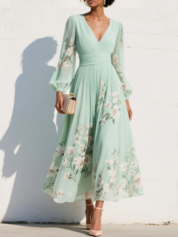 Robe Midi Florale Cathy - Élégance Légère et Romantique