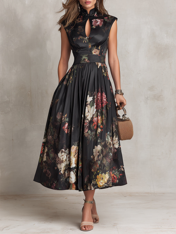 Robe Midi Plissée à Motifs Floraux - Barbara