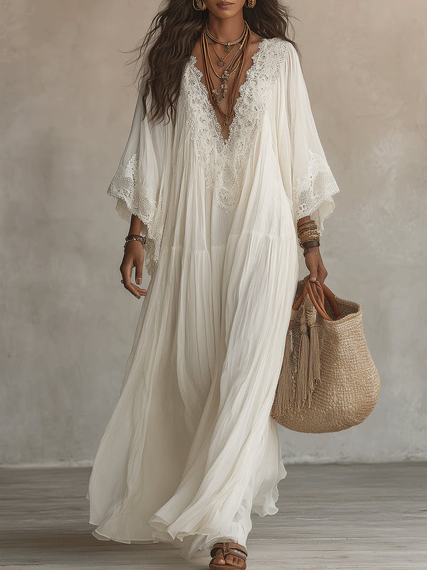 Celeste - Robe Longue Bohème en Voile et Dentelle