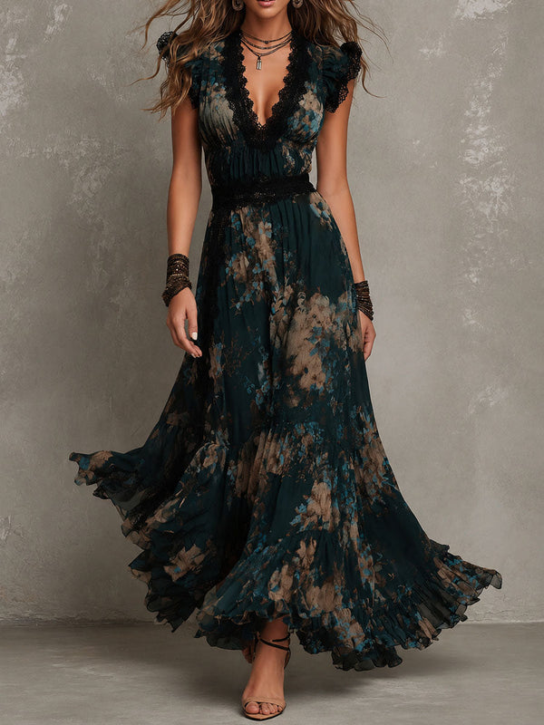 Robe Longue Fleurie Étagée - Élégance Bohème