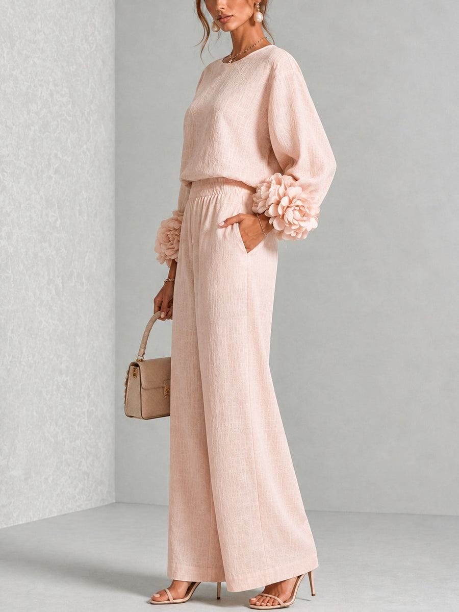 Ensemble Rosalie rose — vue de profil de la silhouette allongée