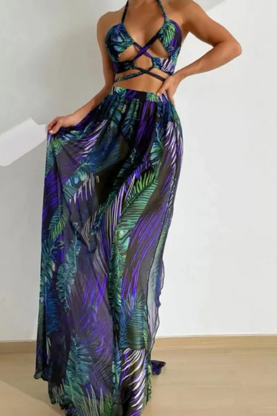 Zandria | Blouse Jupe en gaze Maillot de bain trois pièces