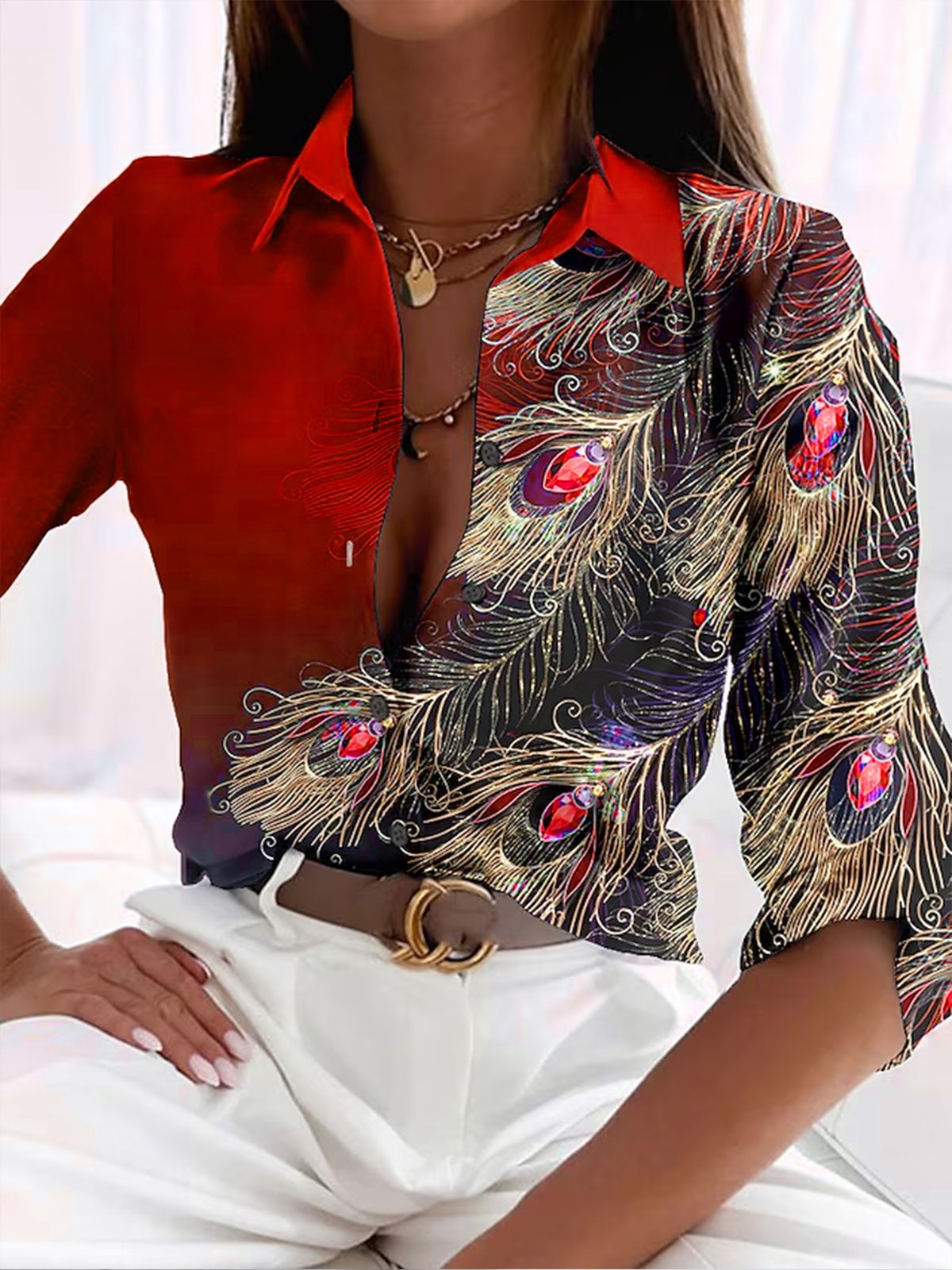 Blouse à plumes pour femmes