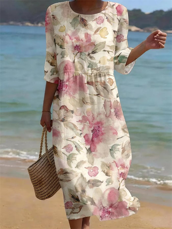 Robe Estivale Fluide à Motifs Floraux