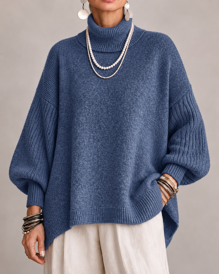 Pull Col Montant Oversize à Côtes