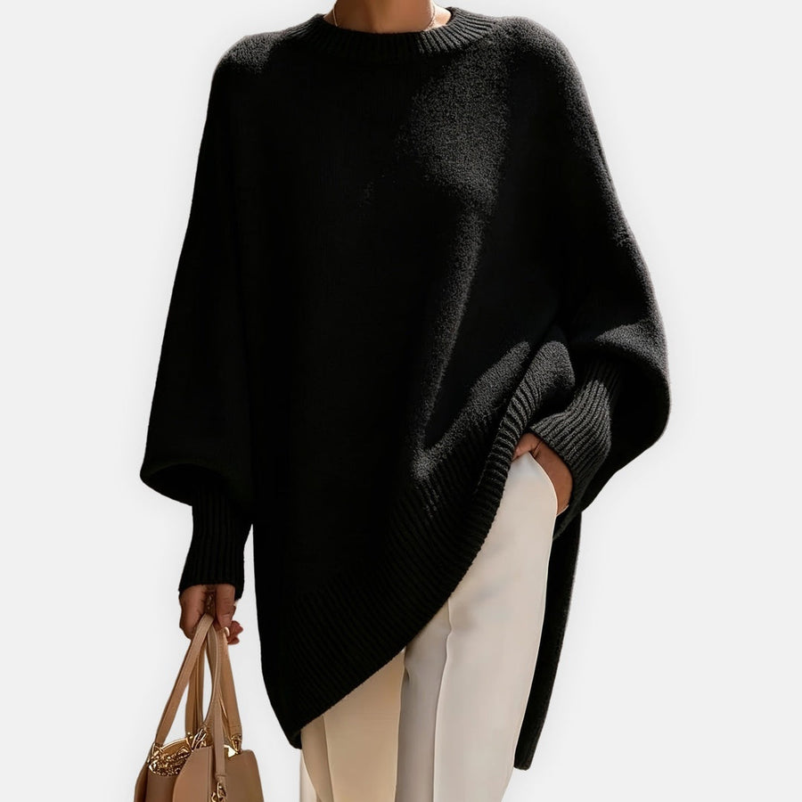 Pull Adrienne noir — vue de face, élégance intemporelle et confort absolu
