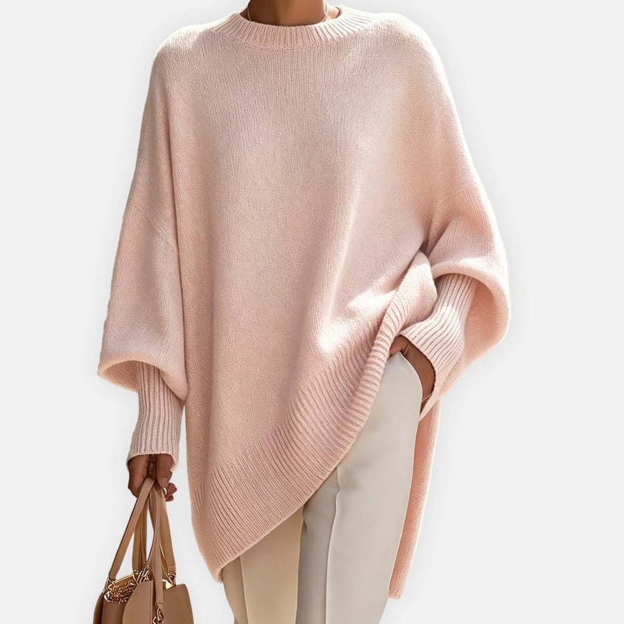 Pull Adrienne rose — vue de face, teinte douce et ligne harmonieuse